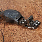 Bobo Bird Herren Luxus Quarzuhr aus Holz mit Chronograph (schwarz)